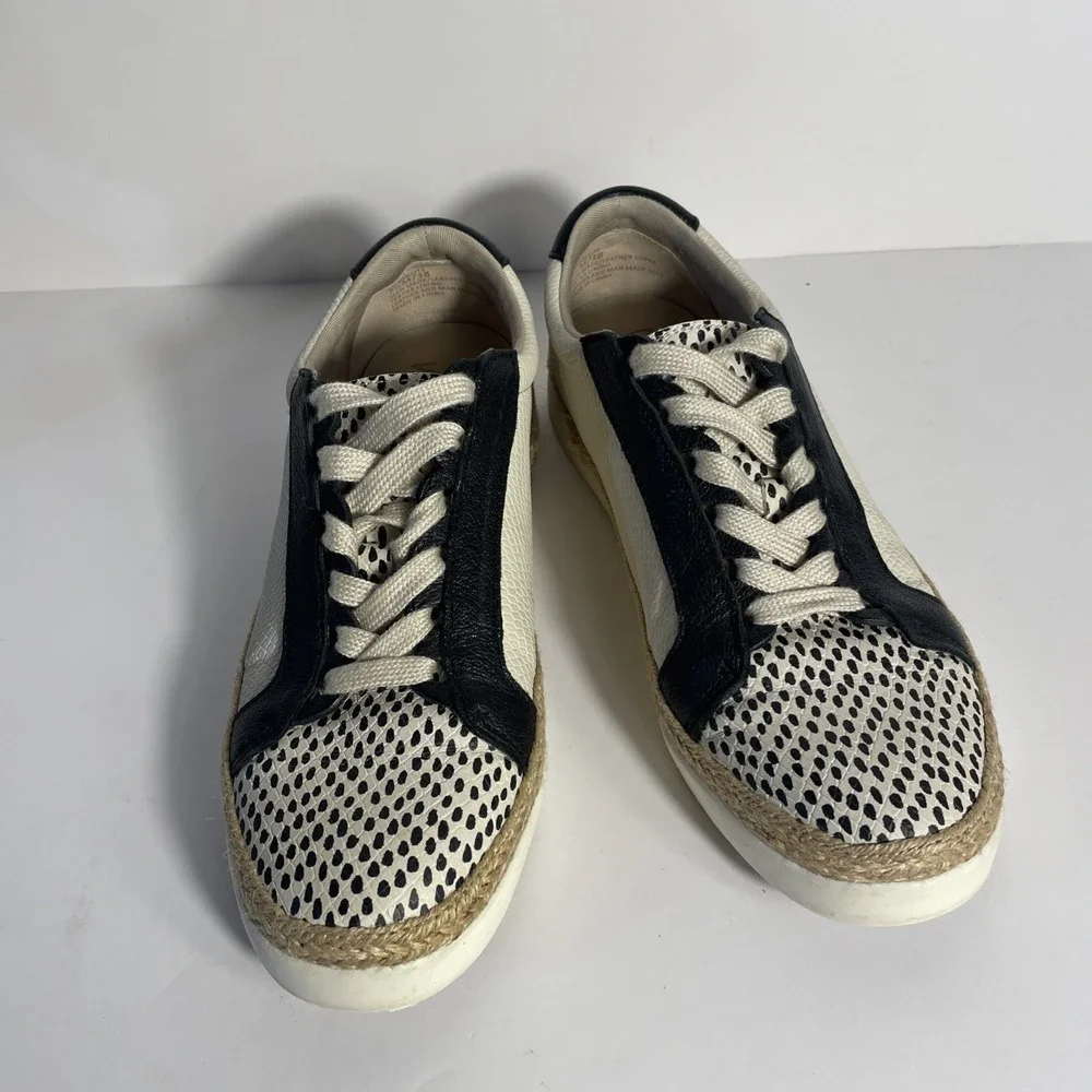 Crown‎ Vintage Adelite Espadrille Beach Sneaker Women's 7.5M Leather Black Cream